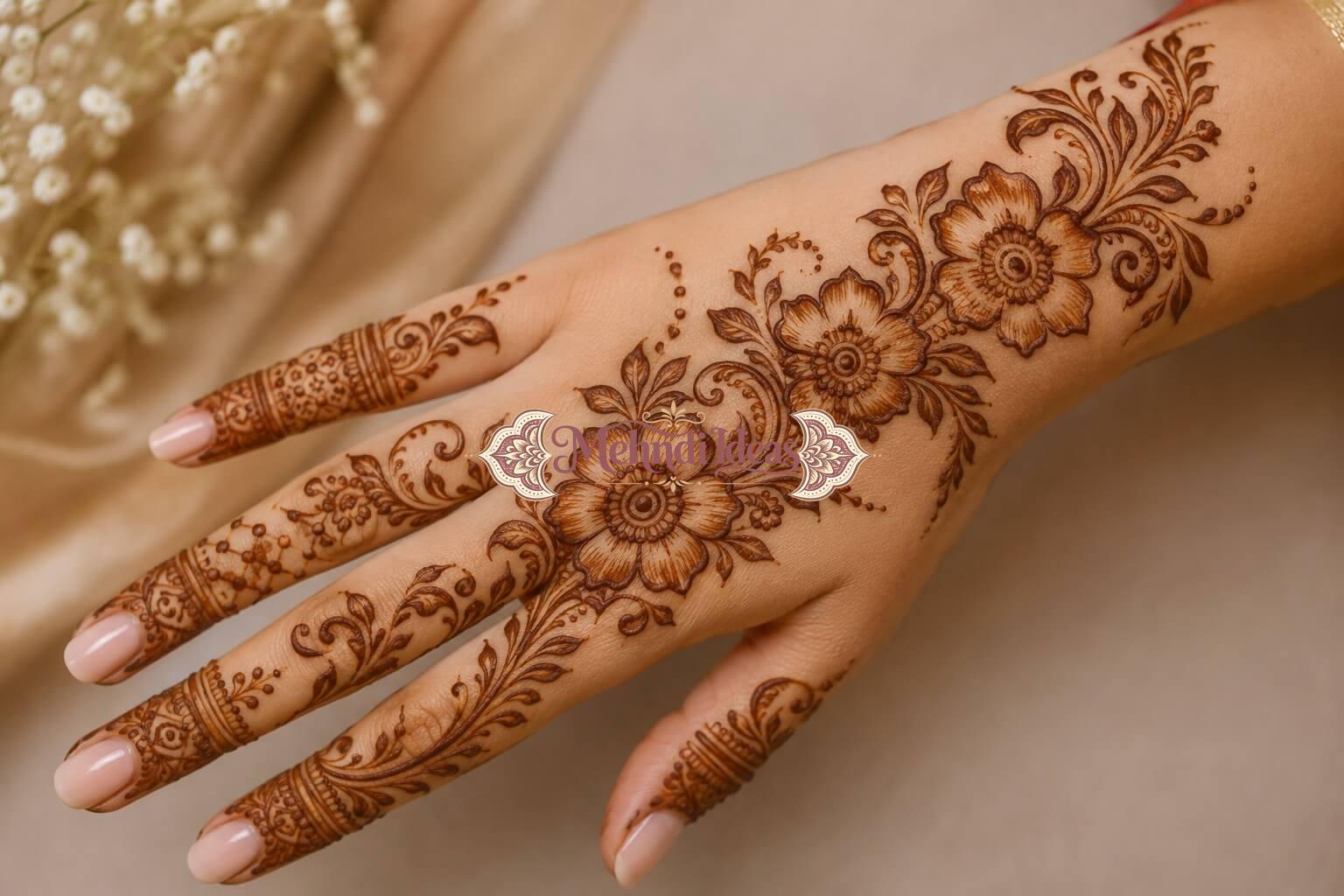 arabic fusion bridal back hand mehndi