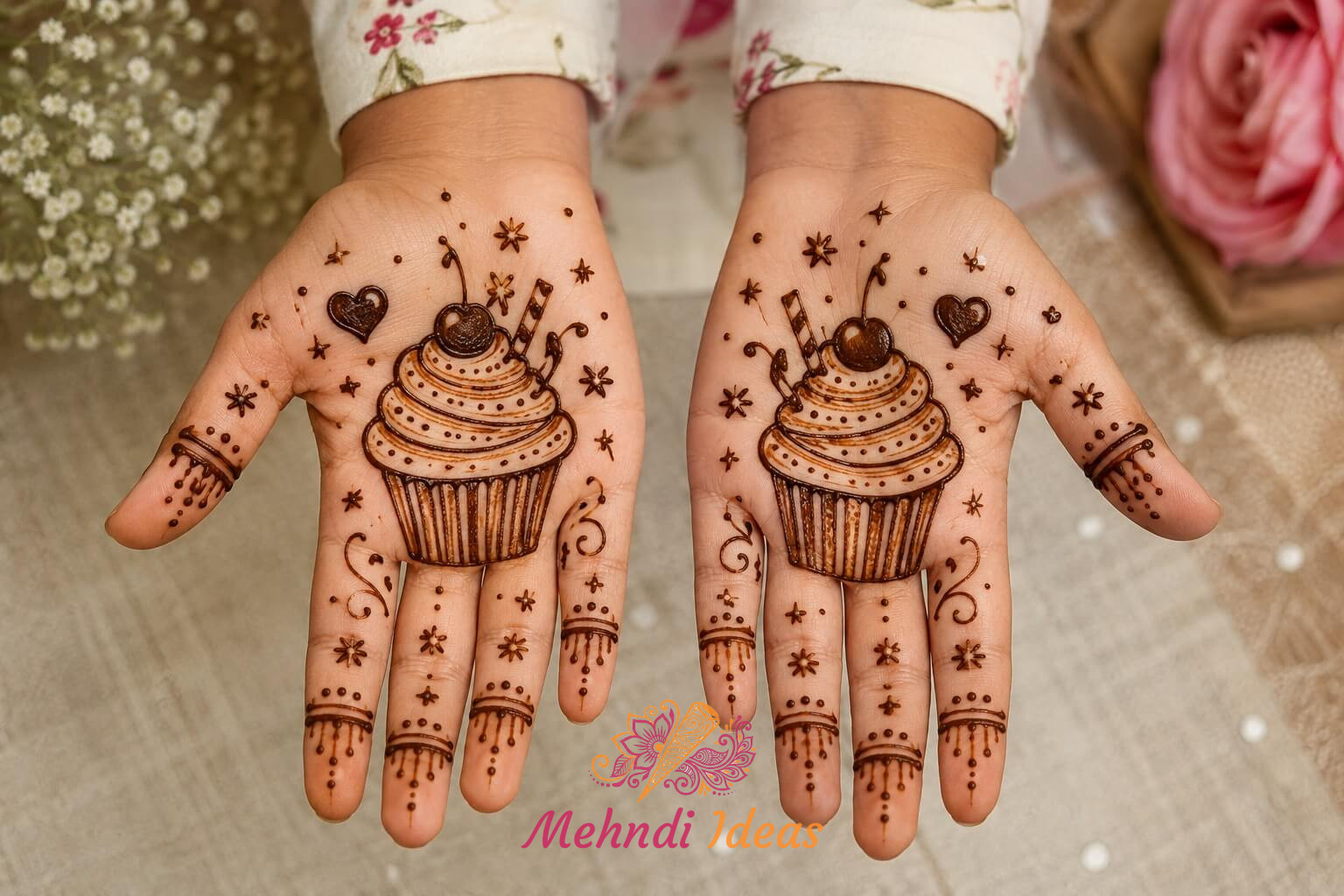 कपकेक डिलाइट फ्रंट हैंड मेहंदी डिज़ाइन