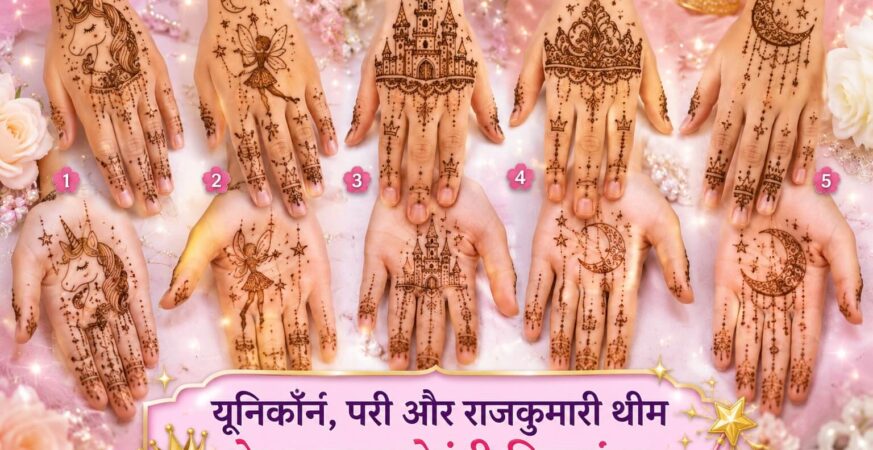 यूनिकॉर्न, परी और राजकुमारी थीम के क्यूट बच्चों के मेहंदी डिज़ाइन्स