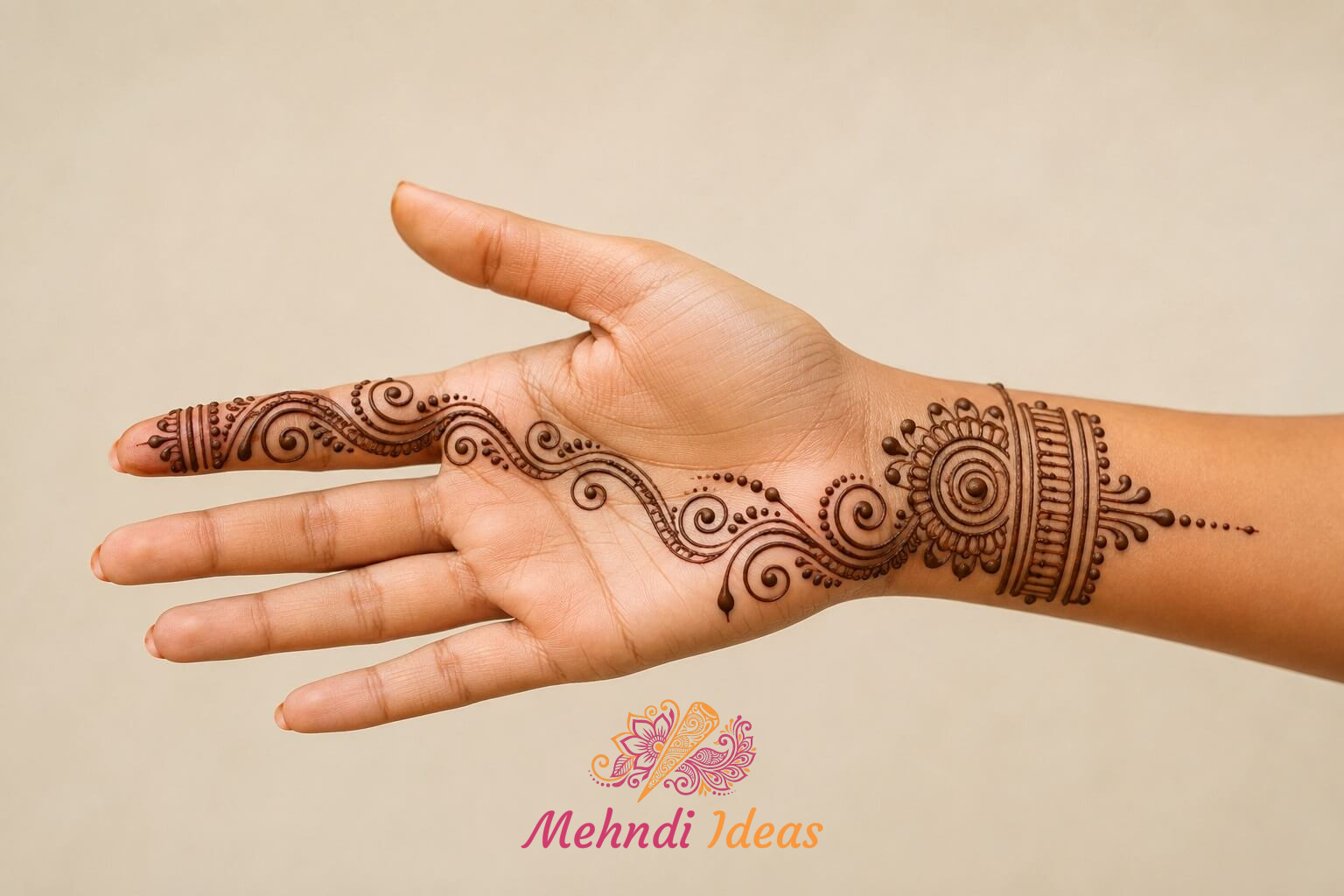 Front hand spiral motion 1 Finger Mehndi Design