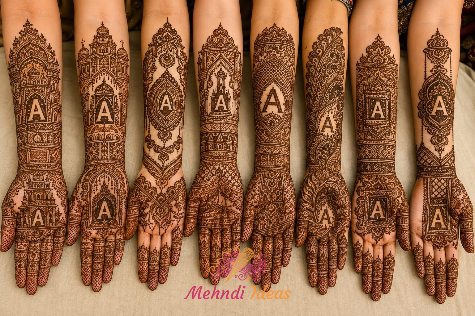 A Letter Mehndi Design के 8 ब्राइडल शादी मेहंदी विकल्पों का संग्रह