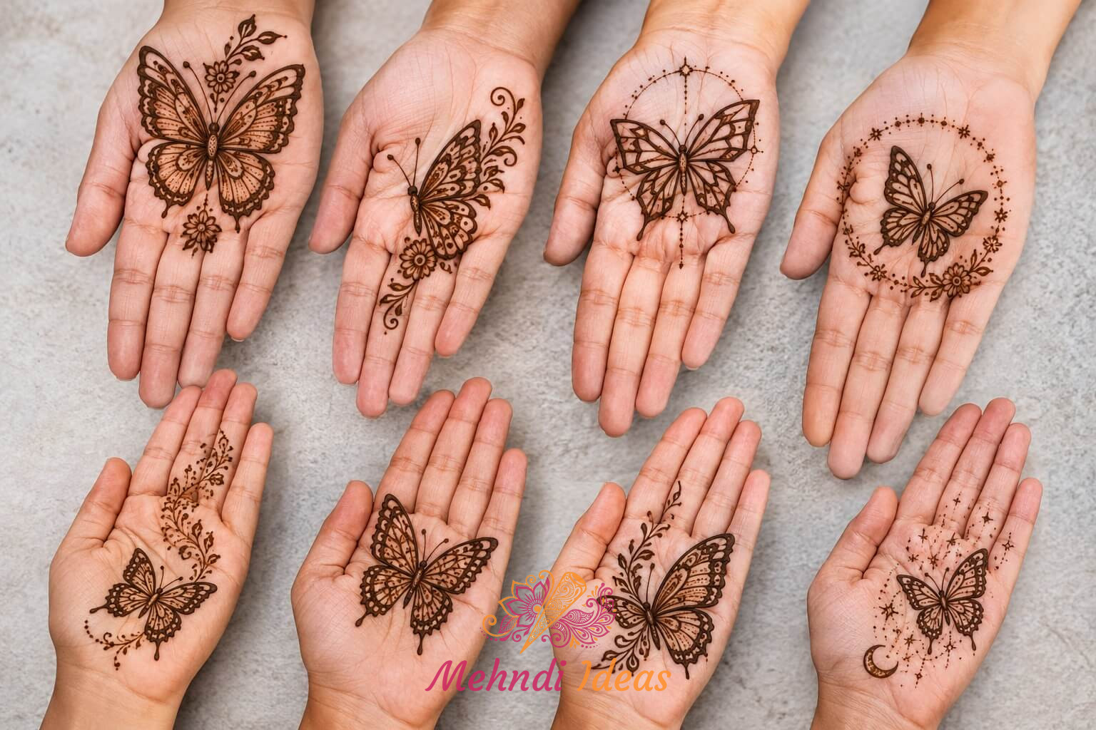 Butterfly Mehndi Design ideas collection for front hand