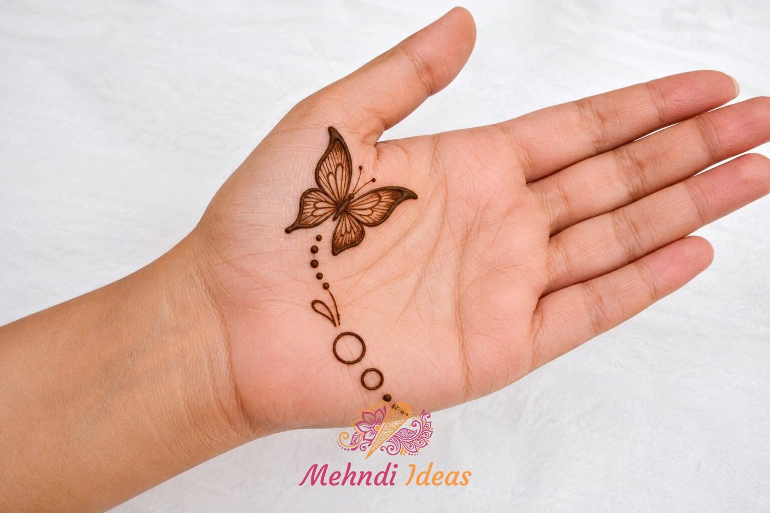 Modern Butterfly Mehndi Design with flying trail on front hand