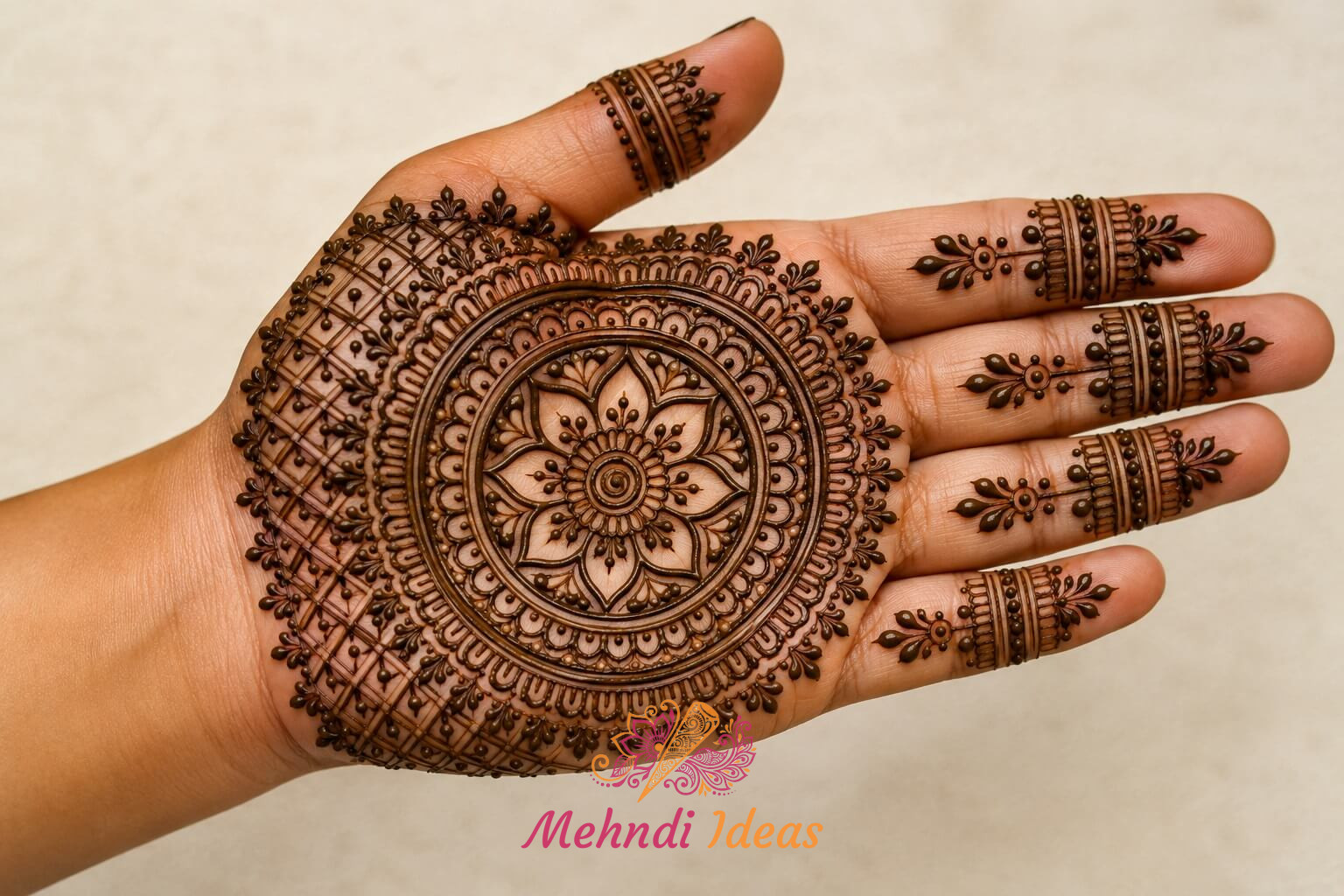 Kamal Mandal Jali Bharva Mehndi Design Front Hand