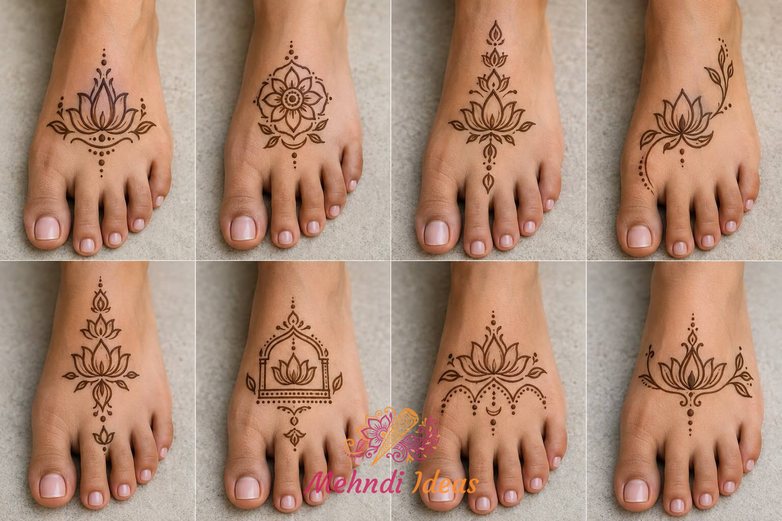 lotus mehndi design leg simple collection of eight feet designs