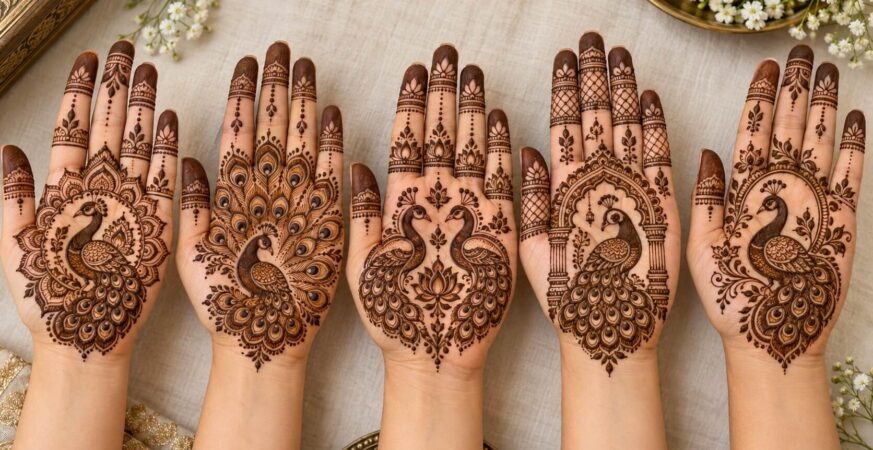Peacock Mehndi Design Front Hand collection of traditional palm designs