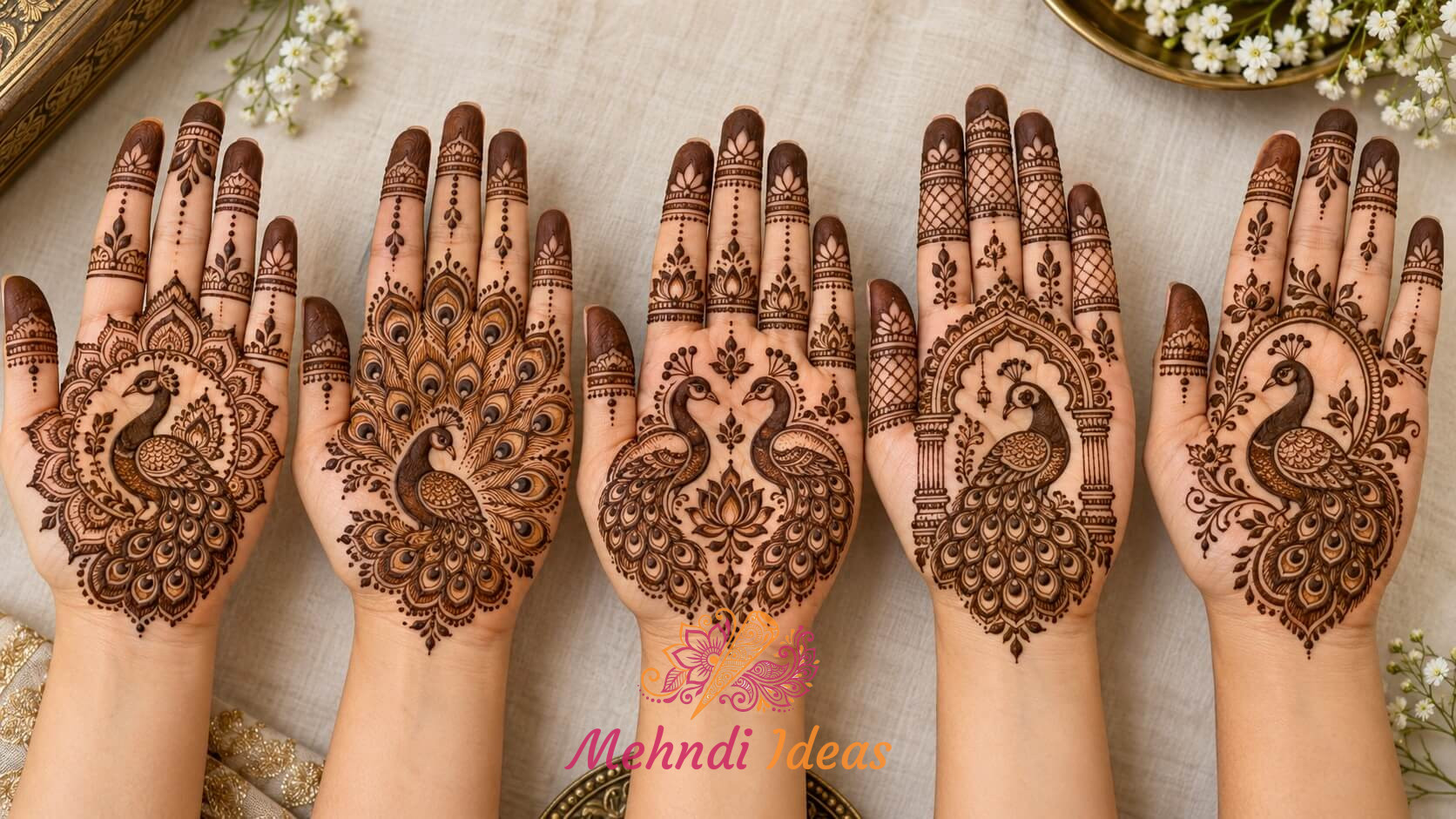 Peacock Mehndi Design Front Hand collection of traditional palm designs