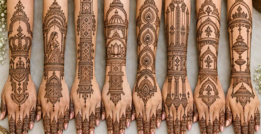 royal back hand mehndi design wedding collection with eight unique bridal styles