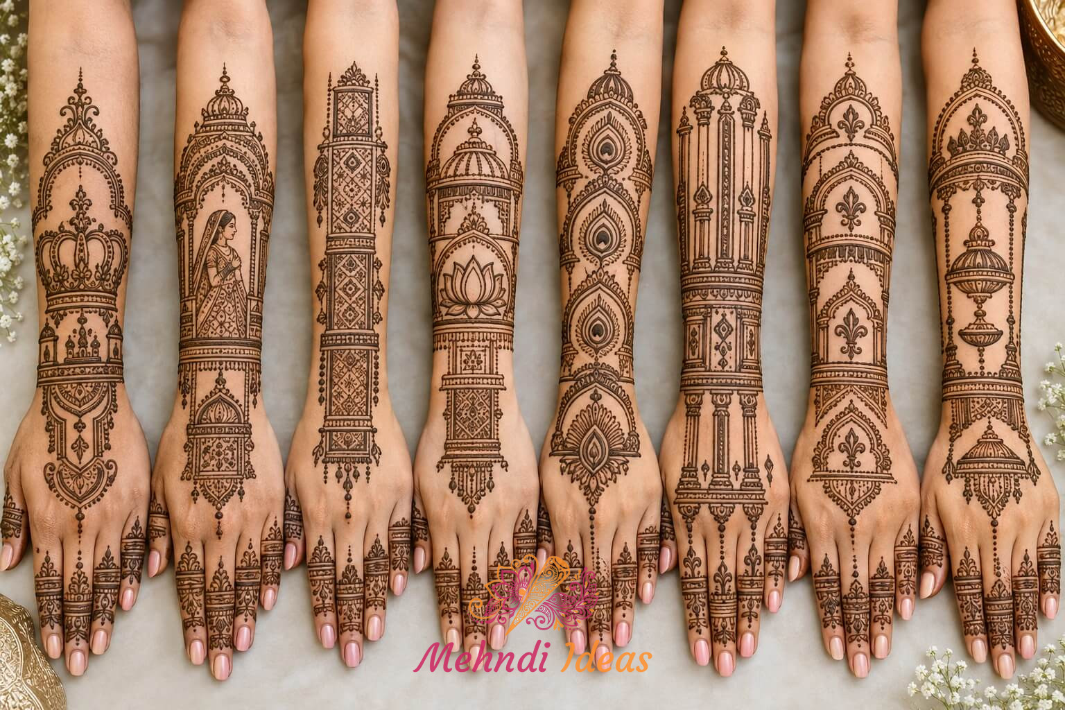 royal back hand mehndi design wedding collection with eight unique bridal styles